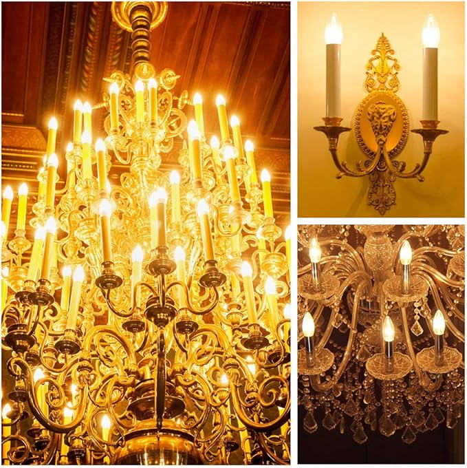 ENERGETIC SMARTER LIGHTING LED B10 Candelabra Light Bulbs 60W Equivalent, Soft White 2700K, 500 Lumen, E12 Base, Chandelier LED Edison Bulbs, Dimmable, 8 Pack