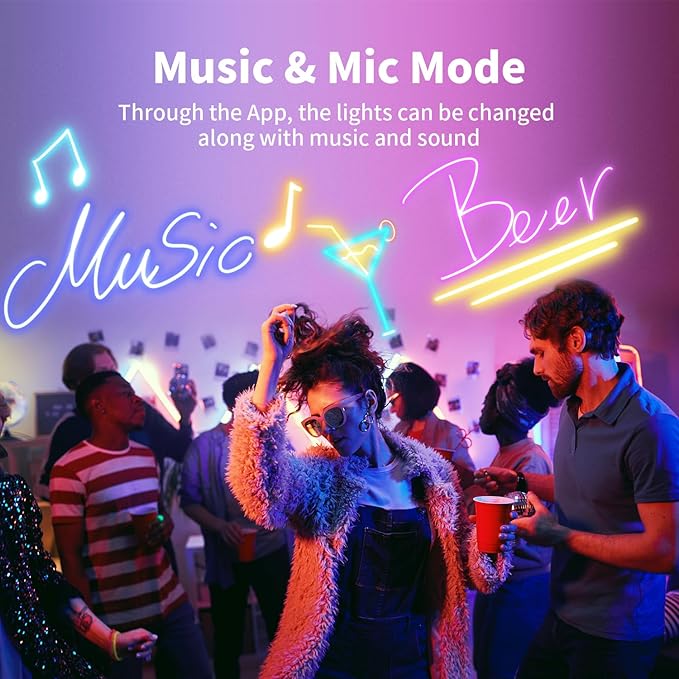 iNextStation 6.56ft Neon LED Strip Lights, Smart IC RGB LED Neon Rope Lights with App and Remote Control Timer, Waterproof Music Sync Color Changing LED Lights for Bedroom Room Décor