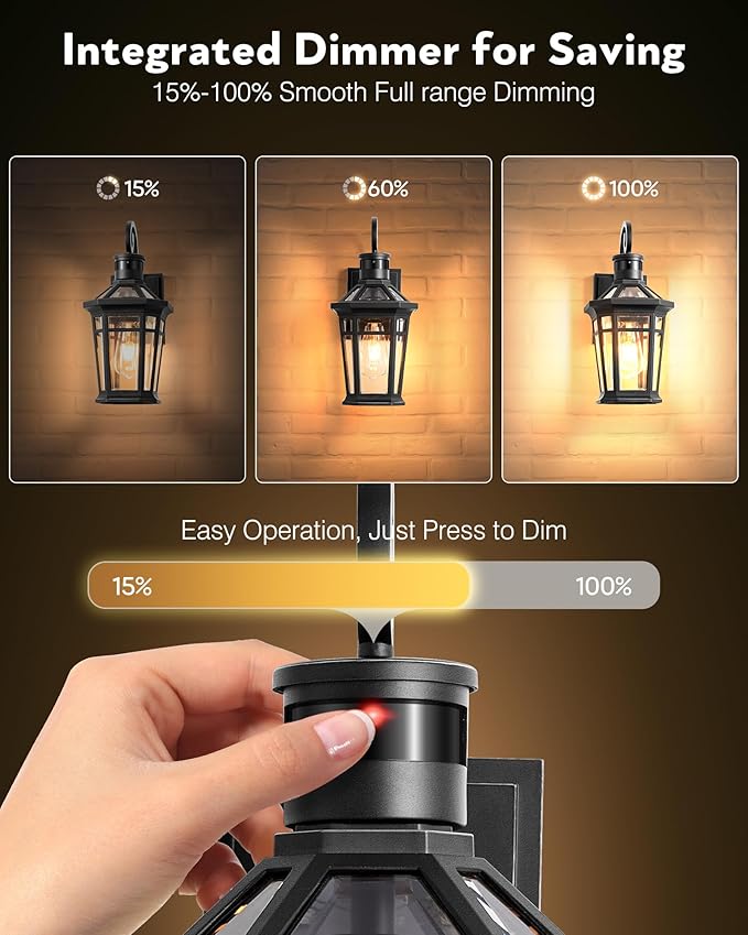 2 Packs Outdoor Lighting with Motion Sensor, Modern Dawn to Dusk Porch Light Fixture Wall Mount, Exterior Wall Lantern Sconce with Matte Black Finish, Waterproof Coach Lights for Garage, Patio