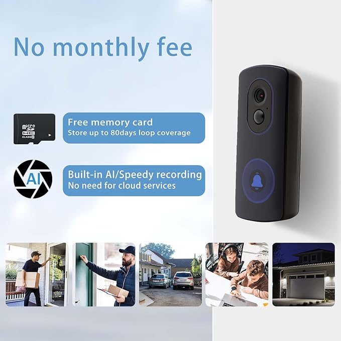 WiFi Camera Outdoor Wireless,AA Battery Operated Security Camera,2 Year Battery Life,No Subscription,Built in Sd Card and Ai Detection, Wireless Home Security Cameras:Do