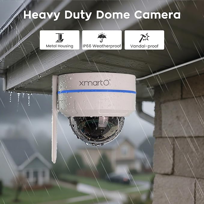 xmartO [2-Pack AI Tracking Dome CAM 2K HD Metal Dome PTZ Wireless Security Camera with Automatic Tracking, 2-Way Audio and Night Vision (Standalone WiFi Camera, DPM3034-Q2)