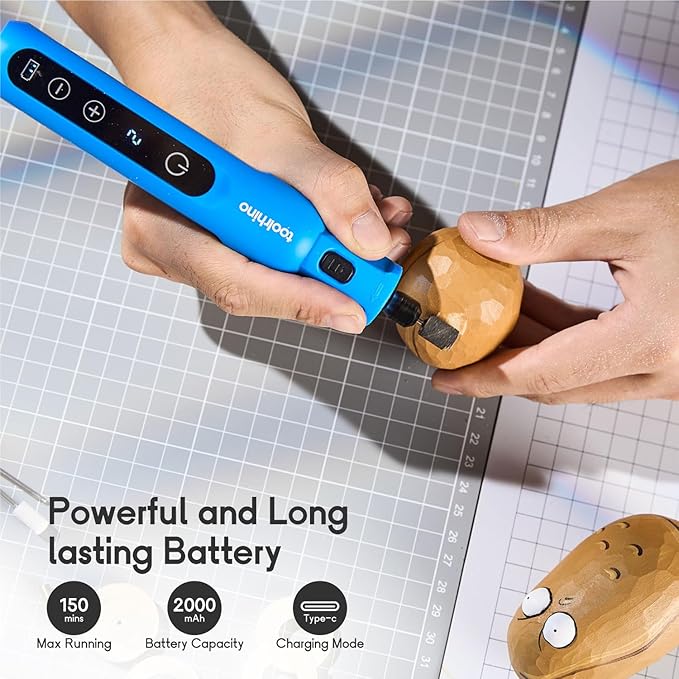 Cordless Rotary Tool Kit, 3.7V Wood Carving Tools with 5 Speed and 62 Accessories, Multi-Purpose Mini Rotary Tool for Sanding, Cutting, Engraving, Drilling, Polishing, DIY Creations, Blue