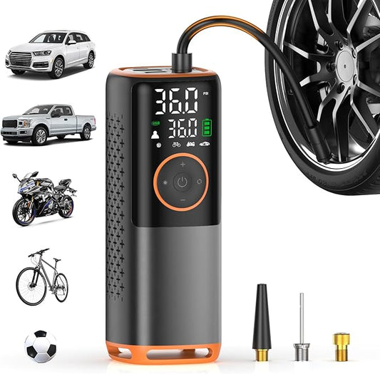 Tire Inflator Portable Air Compressor-160 PSI Car Tire Air Pump, Bike Pump with Gauge, Portable Tire Pump for Car, Bike, Motorcycle Tires, Balls, and More