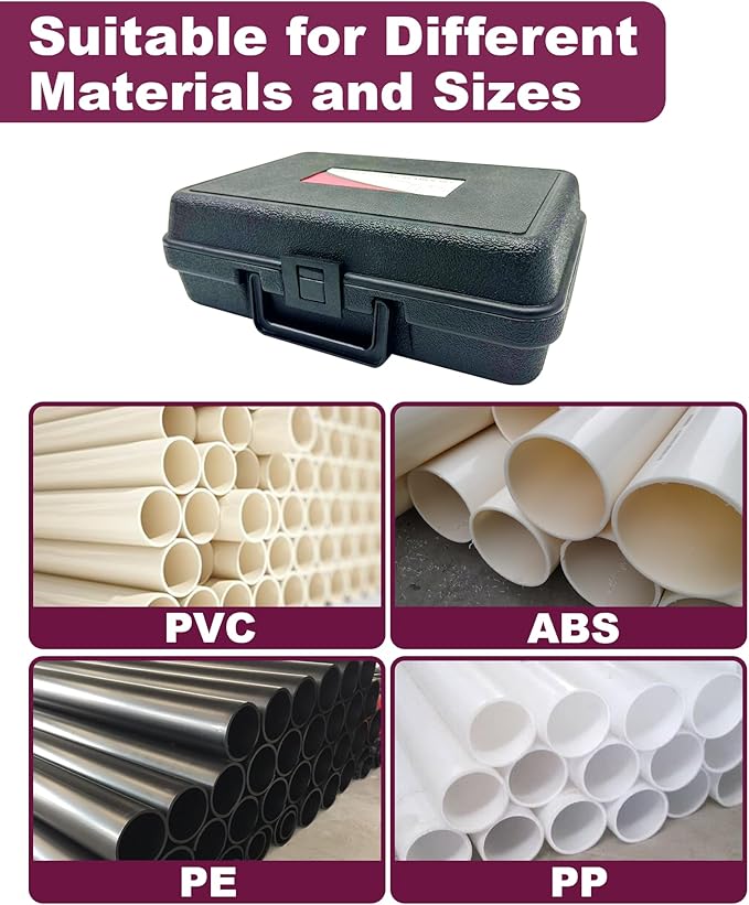 9 Pcs PVC Pipe Reamer Kit With 1/2 inch, 3/4 inch, 1 inch, 1-1/4inch, 1-1/2inch, 2inch, 2-1/2inch, 3inch, 4inch, 2 Carbide Inserts, Aluminum PVC Fitting Saver, Plumbing tools for SCH40