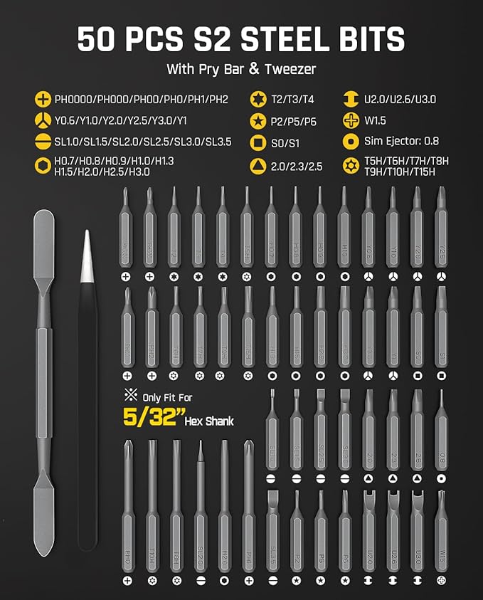 Fanttik E2 Ultra Mini Electric Screwdriver, Cordless Screwdriver, Max 0.6N.m, 50 Magnetic Bits, 5/32'' Hex, Magnetic Storage, Repair Tool for Electronics, Camera, Laptop, and PC Build (Grey)