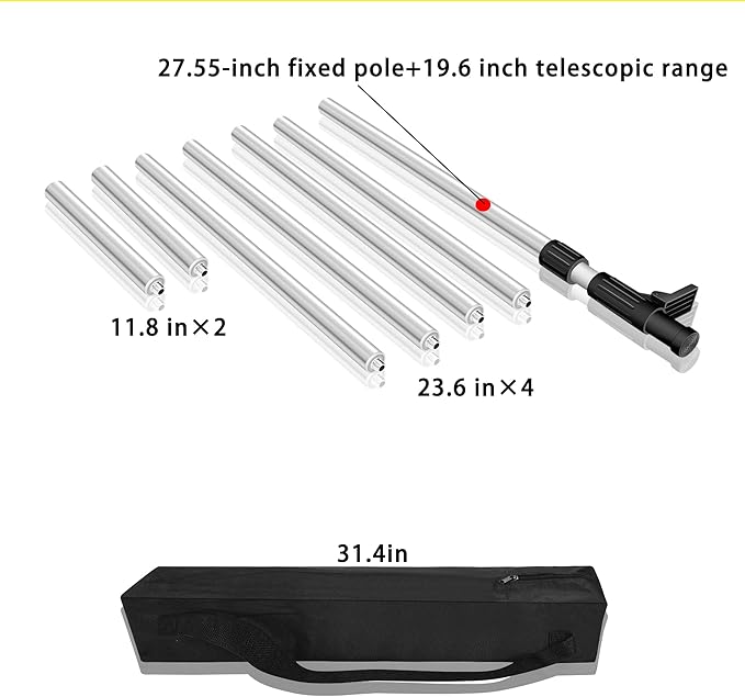 4.2m/13.77ft Multi-Function Laser Level Pole with 1/4" & 5/8" Threads - Upgraded Universal Mount for 360° Rotation & Front-Back Adjustment