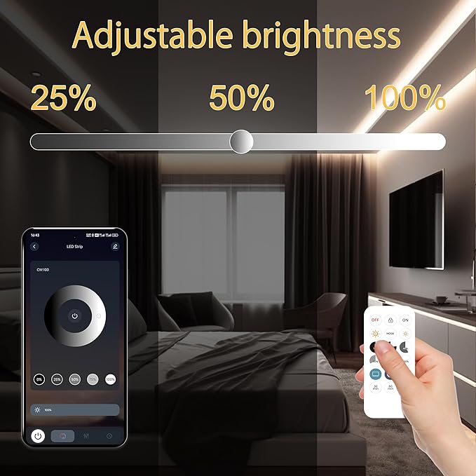 32.8ft COB LED Strip Light White, High Bright LED Strips with 320LEDs, RF Remote and UL Power Supply, 4000K Dimmable LED Lights for Bedroom,Kitchen, DIY Home Decoration, 2 Rolls of 16.4ft