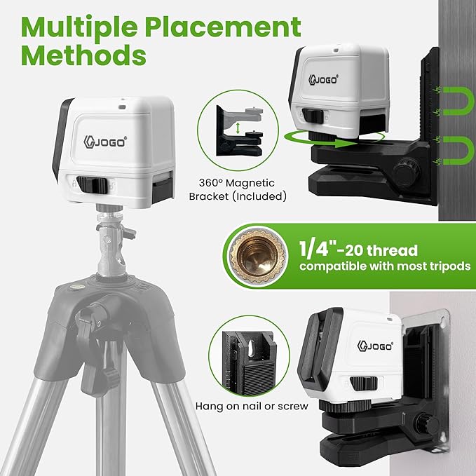 Self Leveling Laser Level, Green Cross Line Laser Level, Lazer Leveler Tool for Picture Hanging Construction Floor Tile Wall, Rotary Nivel Laser Magnetic Bracket Carrying Case Battery Included