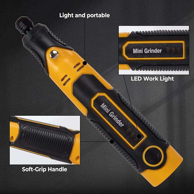 3.6V Mini Grinder Tool, Cordless Rotary Tool with Battery |55 Piece Accessory Kit (Diamond Burrs, Cut-Off Wheels, Buffing Wheels, Sanding Drums) for Engraving, Polishing, Cutting| Angle Grinder Set