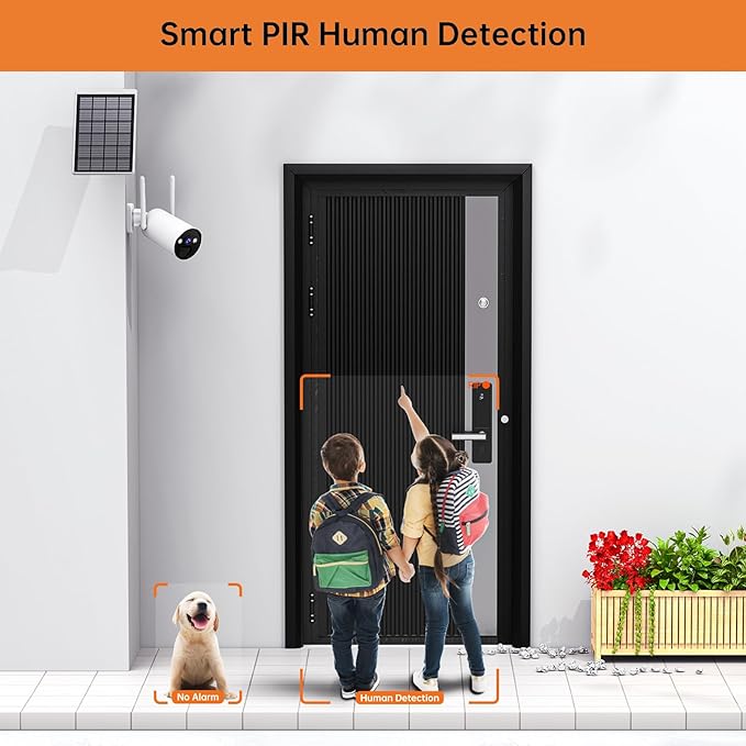 CAMCAMP 3MP Solar Security Cameras Wireless Outdoor, Solar-Power CCTV Camera Security System, 4-Cam Kit, PIR Human Detection, 2-Way Audio, Color Night Vision, Spotlight Alert, SD Local Storage/Cloud