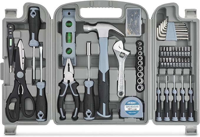 Hi-Spec 54pc General Household Tool Set – Home & Garage Hand Tool Kit with Toolbox Storage Case for DIY, Basic Repairs, Apartment, First-Time Homeowner & Everyday Home Maintenance