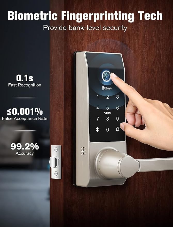Smart Lock Doorbell Fingerprint Smart Door Lock Deadbolt for Homeowners or Parents Door Lock with Camera and Door Handle for Renters, Keyless Entry Door Lock for Front Door (Contour Bronze)