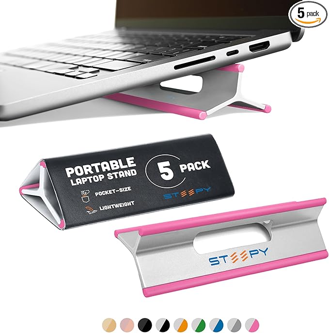 Steepy Adjustable Laptop Stand - 3 Heights, Portable & Compact - Laptop Riser for Desk & Home - Adjustable Height