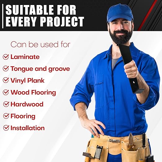 C&T 12.2In Pull bar for Vinyl Plank Flooring, Heavy Duty Laminate Wood Flooring Installation Set, Black