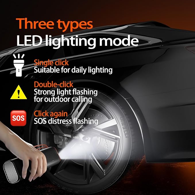 Tire Inflator Portable Air Compressor25000mAh, 4X Fast Air Pump for Car Tires, 150PSI Electric with Digital Pressure Gauge/LED Light/Power Bank, Bike Pump/Motorcycle/Ball/Car Accessories