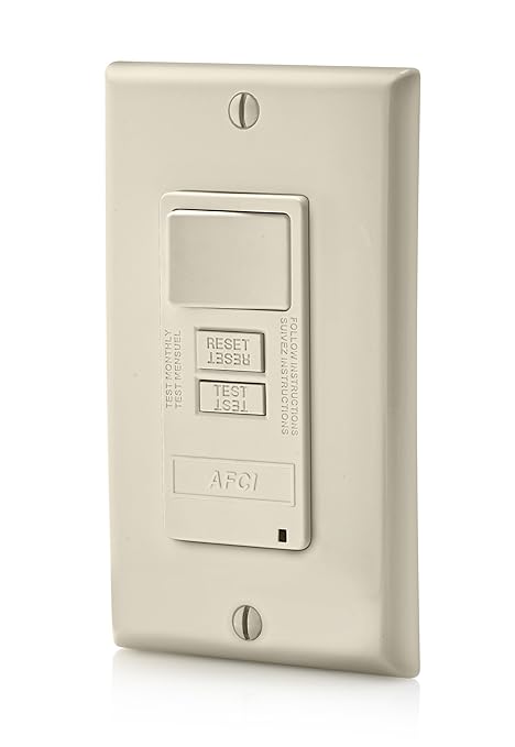 Leviton AFCI/Switch Combination, 15 Amp, Self Test, LED Indicator Light, AFSW1-T, Light Almond