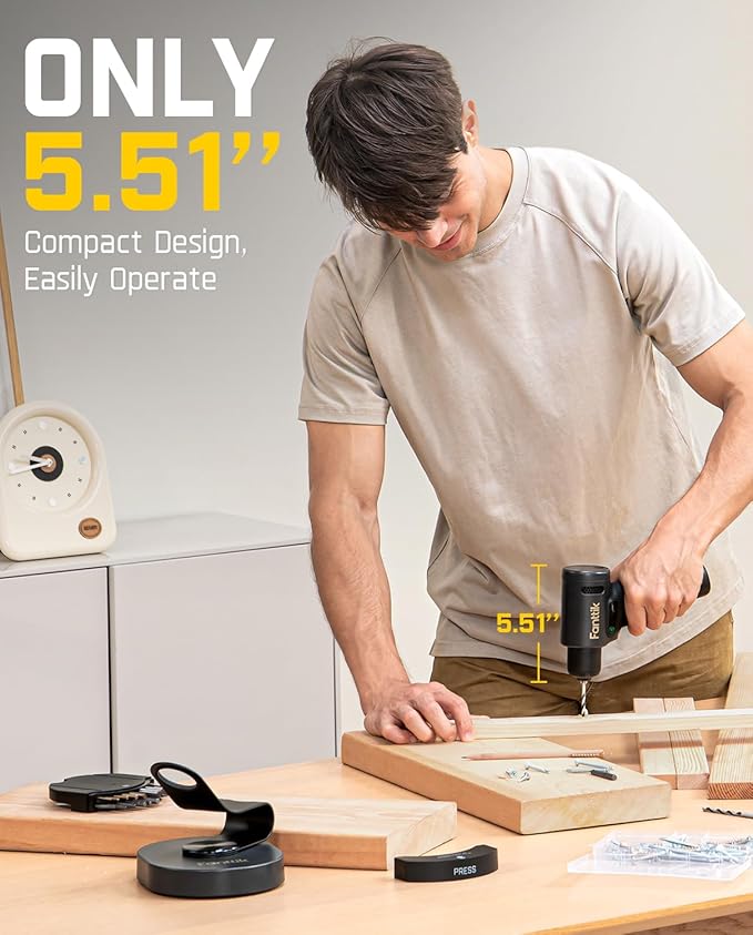 Fanttik K2 Ultra Power Drill, Cordless Drill/Driver, 3/8'' Keyless Chuck, Max. 30 N.m, Max. 1250 RPM, TapSwitch Gear Change, 2.5AH Rechargeable Battery, Tool Kit for Home DIY Projects