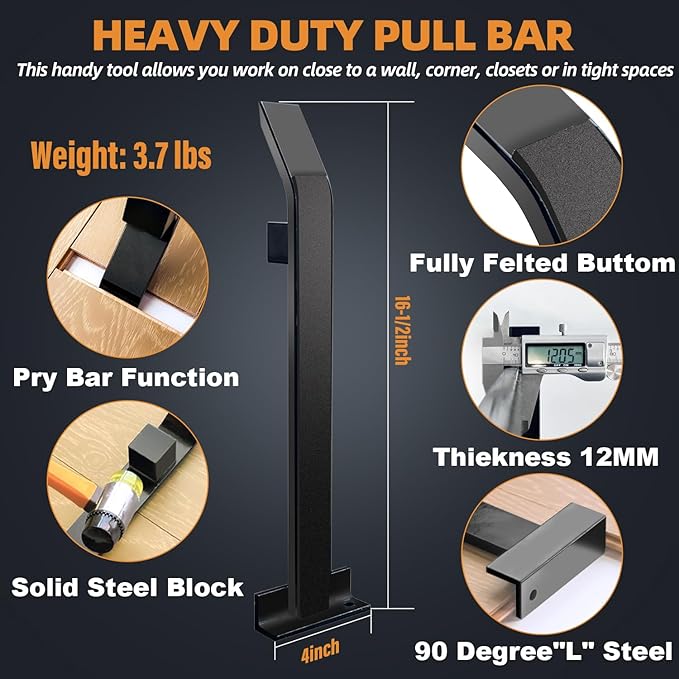 Laminate Flooring Tools,Vinyl Flooring Tools, Heavy Tapping Block, Heavy Pull Bar, 10”Contour Gauge, 20pc Upgrade Flooring Spacers, Rubber Mallet - Professional 5 in 1 Flooring Installation Kit