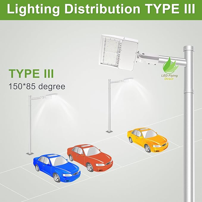 150W LED Shoebox Pole Light for Parking Lots - White 5000K, Dimmable, 21000LM, Surge Protection Built-in, Replaces 450W MH/HPS, Outdoor Area Street Lighting, 100-277V, DLC & UL Certified.