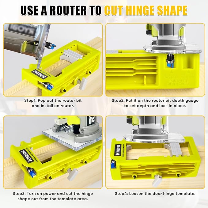 Door Hinge Jig, Door Hinge Mortiser, Router Template Fits for Door Hinges Kit Fits 3” to 5” Length and 1/4” or 5/8” Thickness, Door Hinge Mortiser, Router Template