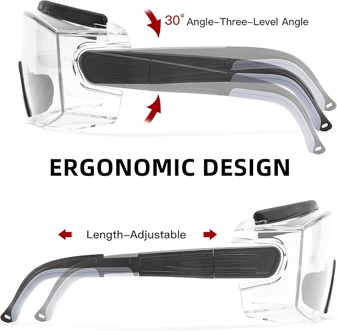 Safety Glasses Over Eyeglasses Anti Fog Safety Goggles Protective Glasses With Adjustable Frame For Men Women