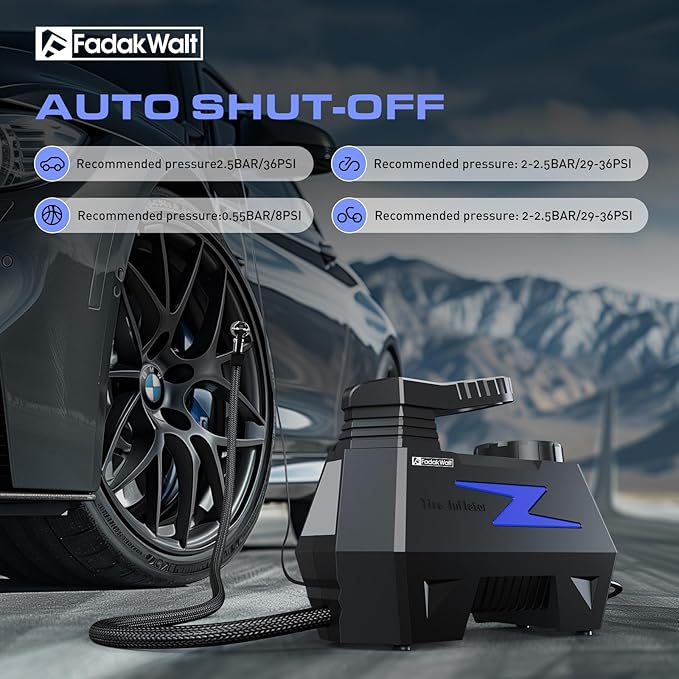 Tire Inflator Portable Air Compressor, DC 12V Tire Air Pump with LED and 150PSI Digital Pressure Gauge, Portable Tire Inflator for Car Tires, Motorcycles, Bike, Ball (Blue)