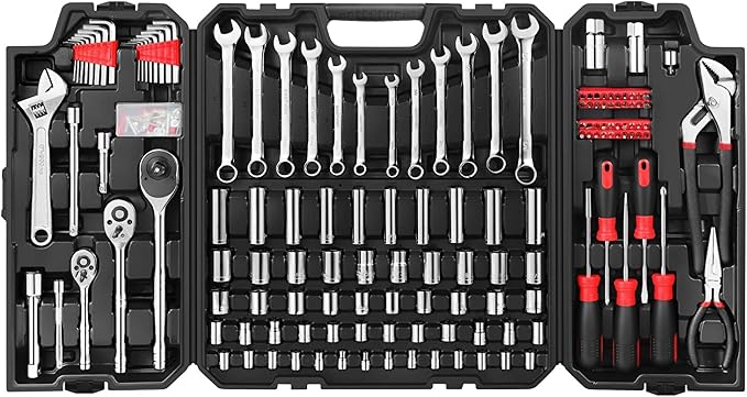 Eastvolt 248 Pieces Mechanics Tool Set, General Purpose Mixed Sockets and Wrenches, Hand Tool Set Auto Repair Tool Kit with Storage Case (EVHT24801)