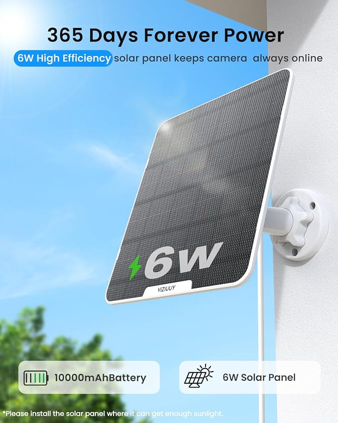 AOV Security Camera, 24H Continuous Recording Security Cameras Wireless Outdoor, WiFi 6, 2K Solar-Powered Cameras for Home Security with 360° PTZ, Auto Tracking, 32G Local Storage(Included)