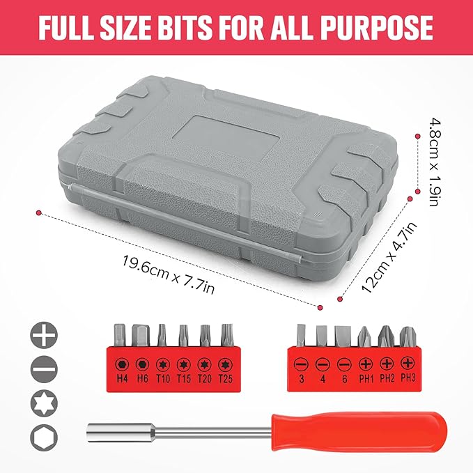 24 Piece Small Tool Kit for Men and Women, Mini Hand Tool Set with Storage Box for Home, DIY, Office, Garage(Red)