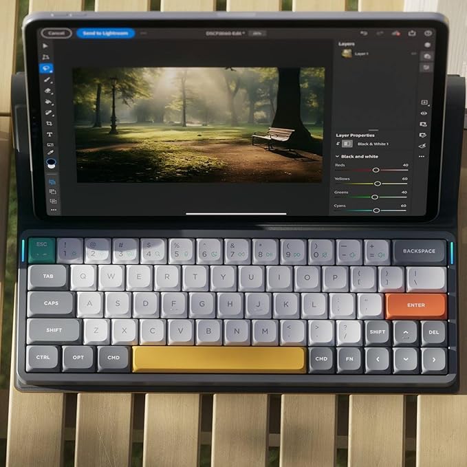 nuphy Air60 V2 Portable Wireless Keyboard 60% Low Profile Mechanical Keyboard Support QMK/VIA Compatible with Windows/mac OS/Linux Supports Bluetooth 5.1/2.4GHz/USB-C Grey-Gateron Cowberry Switch