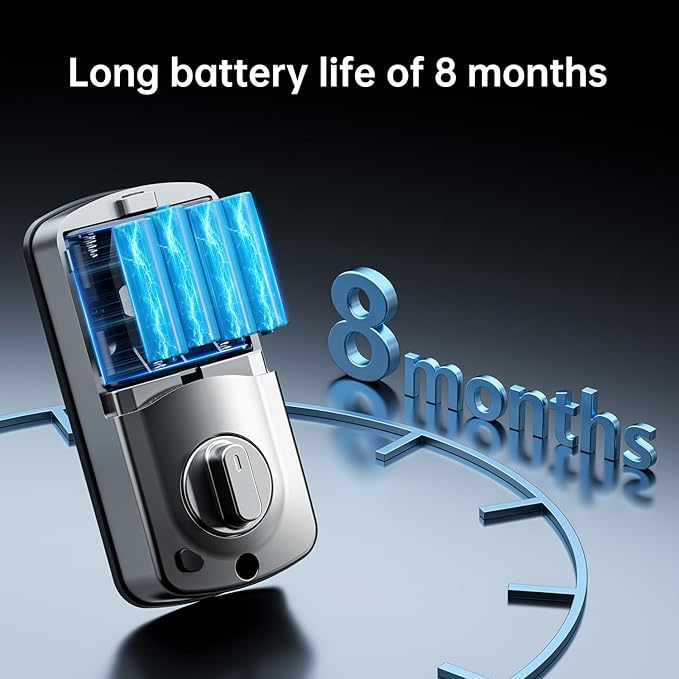 Keyless Entry Door Lock with Handle: NUTOMO Silver Fingerprint Door Lock Set,Smart Front Door Handle,Electronic Keypad Deadbolt for Front Door，Easy Installation Code Auto Lock for Home