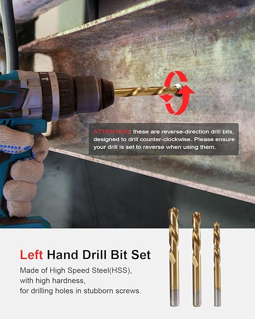 Kolvoii Screw Extractor Set & Bolt Extractor Kit, Left Hand Drill Bit Set, 39 Pcs Multi-Spline Bolt Remover Tools, for Removing Broken, Stripped Bolts, Screws, 35#CR-MO 6542/4341 HSS Steel Cobalt