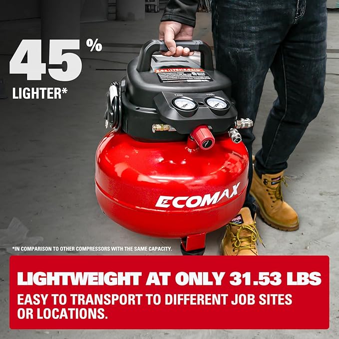 Air Compressor, 6-Gallon Pancake Air Compressor, MAX 175PSI, Compressor for Air Tools with 10 PCS Air Compressor Accessories Kit