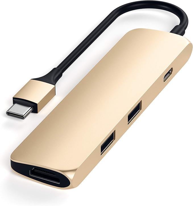Satechi 4 in 1 USB C Hub Multiport Adapter (Gold - Slim Classic)