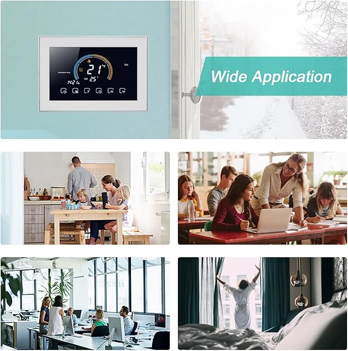 Fdit Smart Thermostat, Programmable Thermostat Voice APP Control with LCD AC 95‑240V with Power Failure Data Memory