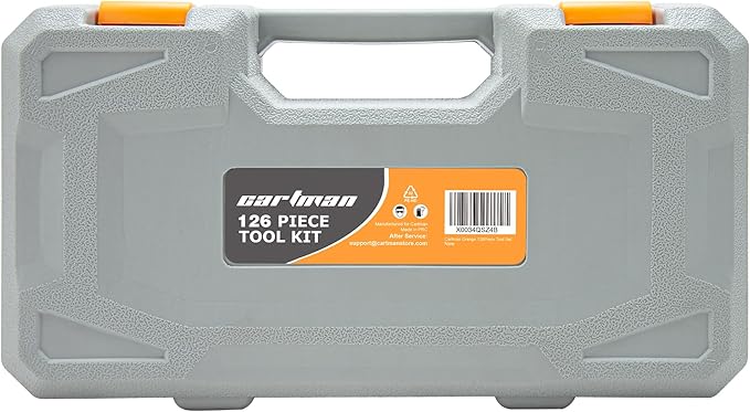 CARTMAN 126-Piece Home Tool Set Kit, Basic Household Hand Tools with Storage Case, Orange