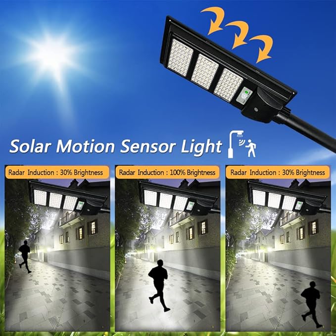 20000LM Solar Street Light Dusk to Dawn Solar Outdoor Lights with Motion Sensor for Street,Yard,Parking Lot (2 Pack)