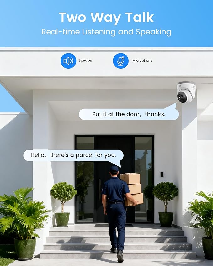 4K PoE CCTV Security Camera System, 8CH NVR with 2TB HDD and 8X 8MP PoE IP Cameras with AI Detection & Instant Alert, 100ft IR Night Vision, 24/7 Recording, 2-Way Audio, No Monthly Fee