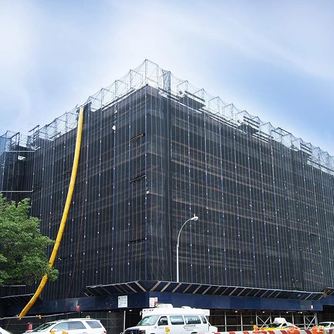 Safety Debris Construction Heavy Duty Netting (4' x 150', 1/16" Mesh, Black) - Fire Retardant, UV Treated for Scaffolding, Dust Control, Construction Barrier Fencing, Wind Block, and Site Protection