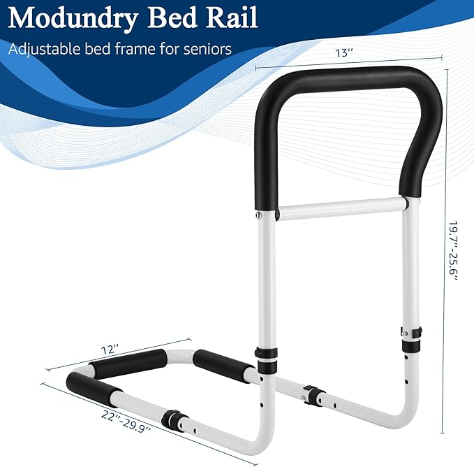 Bed Rails for Elderly Adults Safety: Adjustable Bed Assist Rails for Seniors & Patients with Storage Bag - Adjustment Fits Twin/Queen/King Cali Beds - Bedside Rail Handle Support Bar Bed Guard Rails