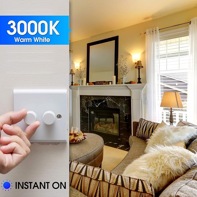 Energetic LED Light Bulbs 100 Watt Equivalent, Warm White 3000K, 1600lm 13.5W A19 Dimmable Light Bulb, CRI80+, 15000Hrs, 6-Pack, ETL Listed