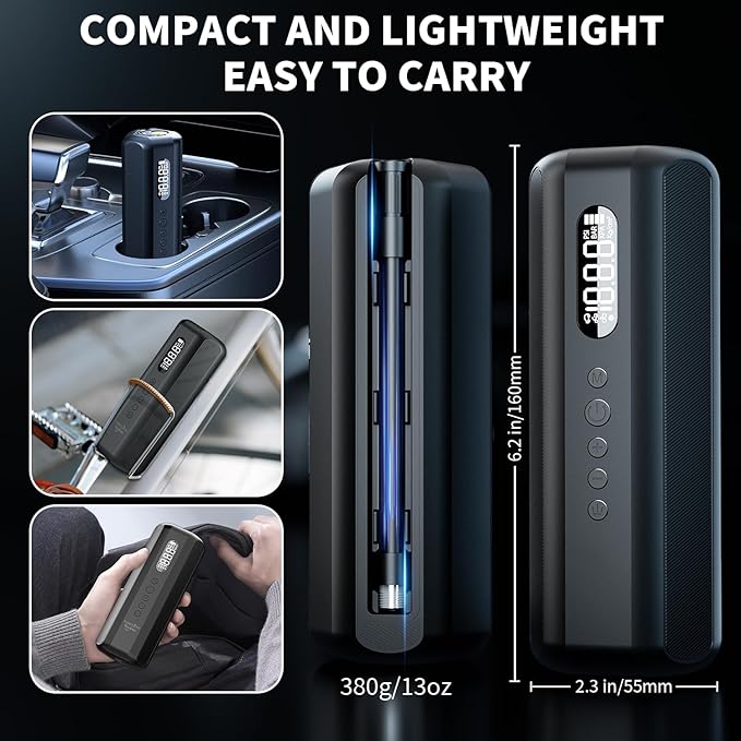 Tire Inflator Portable Air Compressor 150PSI Air Pump with Gauge Portable Electric Bike Pump for Road Bike, Mountain Bike,Motorcycle with LED Light, Presta Valve Accessories, Storage Bag