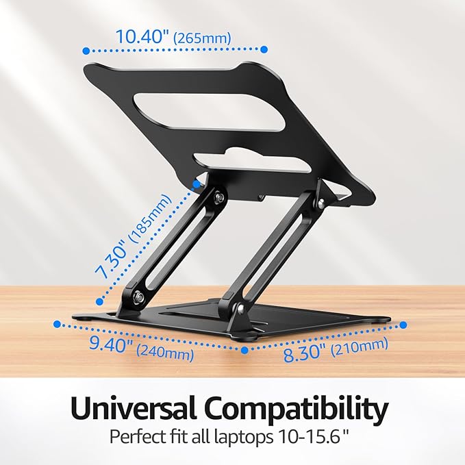 Urmust Laptop Notebook Stand Holder Adjustable Laptop Stand Portable Computer Riser Compatible with MacBook Air Pro HP Dell XPS Lenovo All Laptops 10-15.6"(Black)