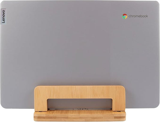 S&A WOODCRAFT Bamboo Wood Vertical Laptop Stand, Adjustable Wooden Laptop Holder, Non-Slip Laptop Dock Compatible with Apple MacBook, Microsoft Surface, Gaming Laptops, IPad, Tablets