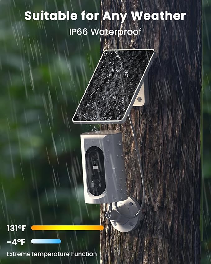 ANRAN 4G LTE Cellular Solar Security Camera Wireless Outdoor, 2K No WiFi Solar Powered Security Camera, 2 Way Audio, Smart Motion Detection, Color Night Vision, IP66, White (32GB & SIM Card Included)