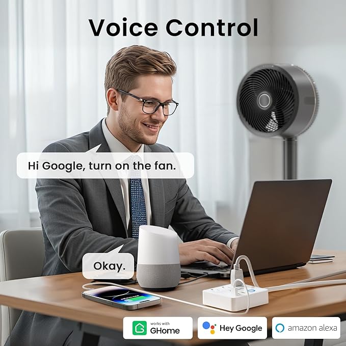 GHome Smart Plug Power Strip, WiFi Surge Protector Work with Alexa Google Home, Smart Outlets with 3 USB 3 Charging Port, Multi-Plug Extender for Home Office Cruise Travel and Christmas Light, 10A