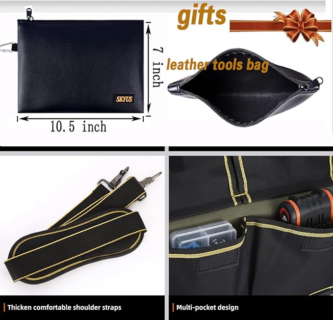 22 Inch Wide Mouth Tool Bag With Water Proof Molded Base Tool Storage Bag Multi-Functional Large Capacity Wearproof, Waterproof Tool Tote Bag (Green 22 Inch)