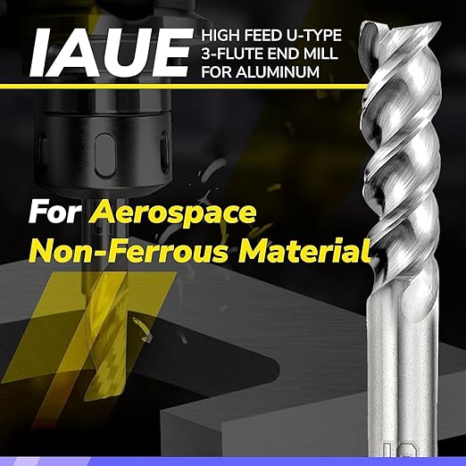 SPEED TIGER Carbide Square End Mill - 3 Flute - IAUE3/16 3 (1 Piece, 3/16") - High Feed U-Type Design - for Roughing and Finishing - for Milling Aluminum Applications – Professional Mill Bits Sets