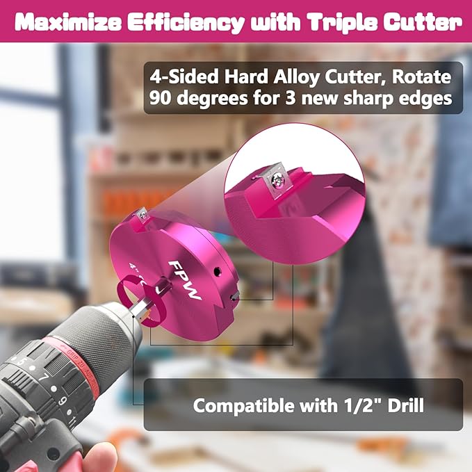 Original Design Patent Triple Inserts 9 Pcs PVC Pipe Reamer Kit, PVC Fitting Saver, Pipe Tools Contains 1/2", 3/4", 1", 1-1/4", 1-1/2", 2", 2-1/2", 3", 4" and 2 Replacement Carbide Inserts for SCH40