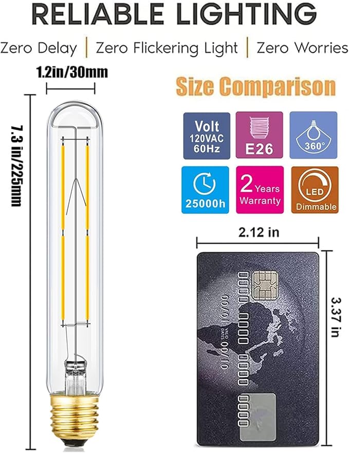 Leools Dimmable E26 Light Bulb 8W Equal 75 watt led Light Bulb AC120V Edison Light Bulbs 75 Watt Neutral White 4000K 800LM T10 led Bulb for Rustic Pendant,Industrial Pipe,Wall sconces,4Pack